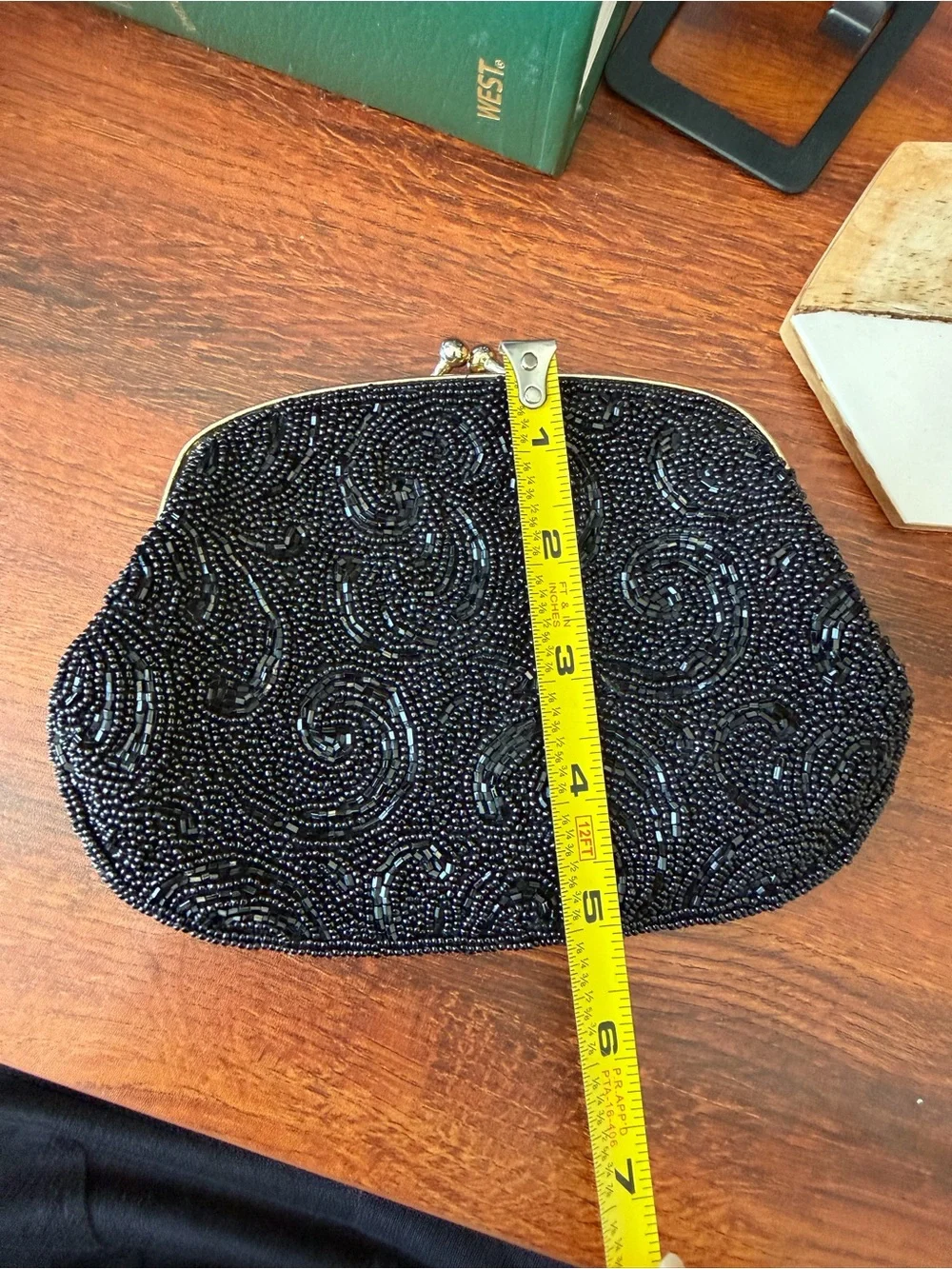 Vintage Beaded Black Evening Clutch